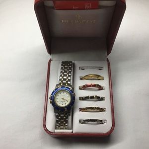 Peugeot women’s multi bezel watch two tone band